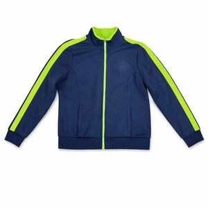 Ralph Lauren Navy & Lime Green Active Zip Up Jacket Sweater Women's Size Large